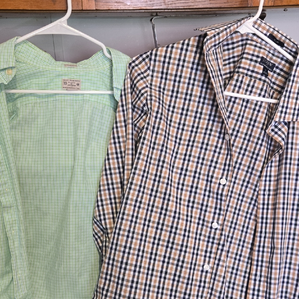 Men's Plaid Shirt - Blue/Green and Brown/Black Small